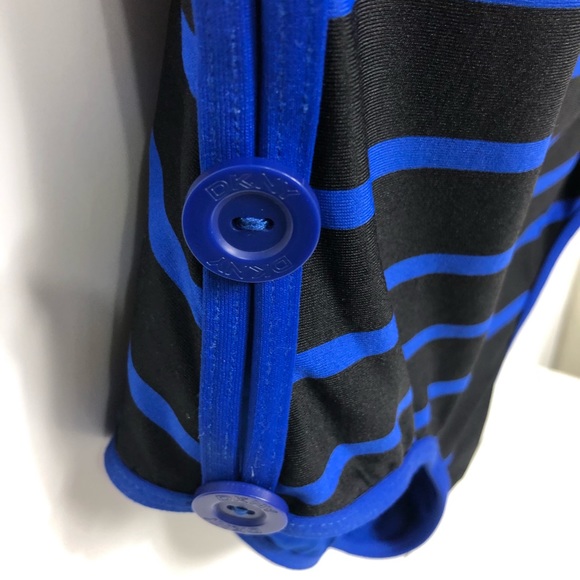 DKNY MAILLOT SWIM SUIT D25296 
one piece black blue stripe button sides - Picture 10 of 17